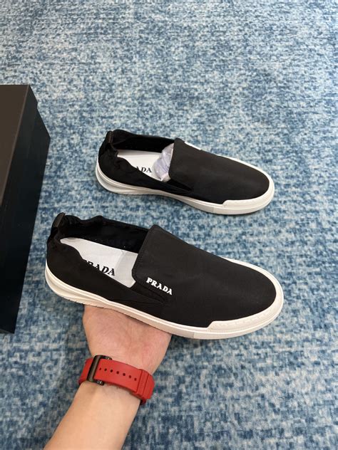 prada nylon slip on sneakers.